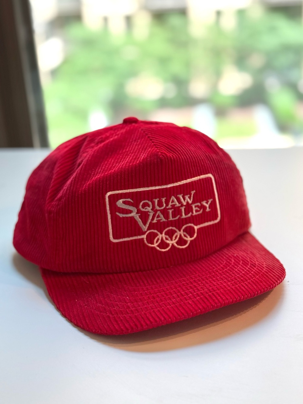 Vintage Squaw Valley 1960’s Olympics Winter Games Red Corduroy Snapback Hat Cap